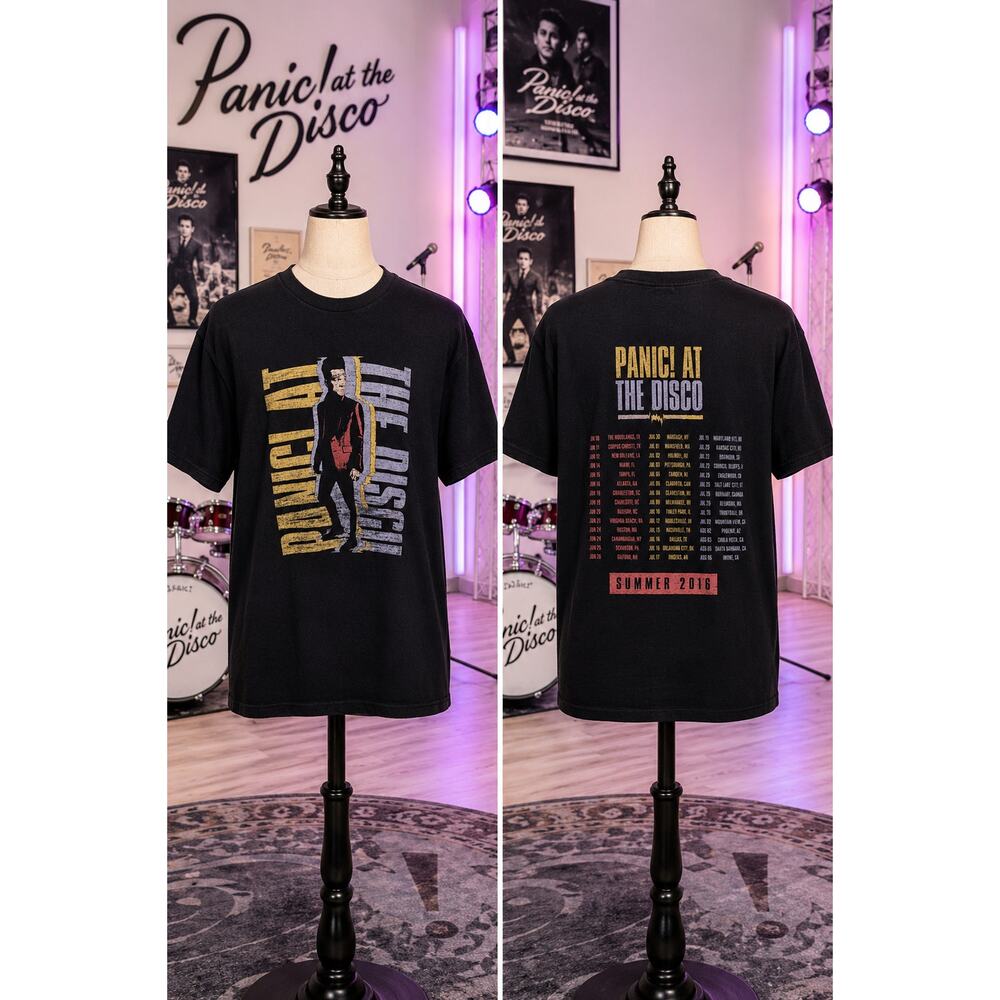 Panic! At The Disco 2016 Summer Tour Band Tee Black Size XL